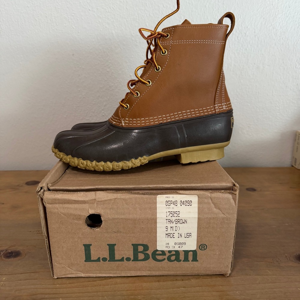 LL Bean Boots 8" Mens 9 M Duck Boots Tan Brown Waterproof Made in USA 175052 - Picture 11 of 14